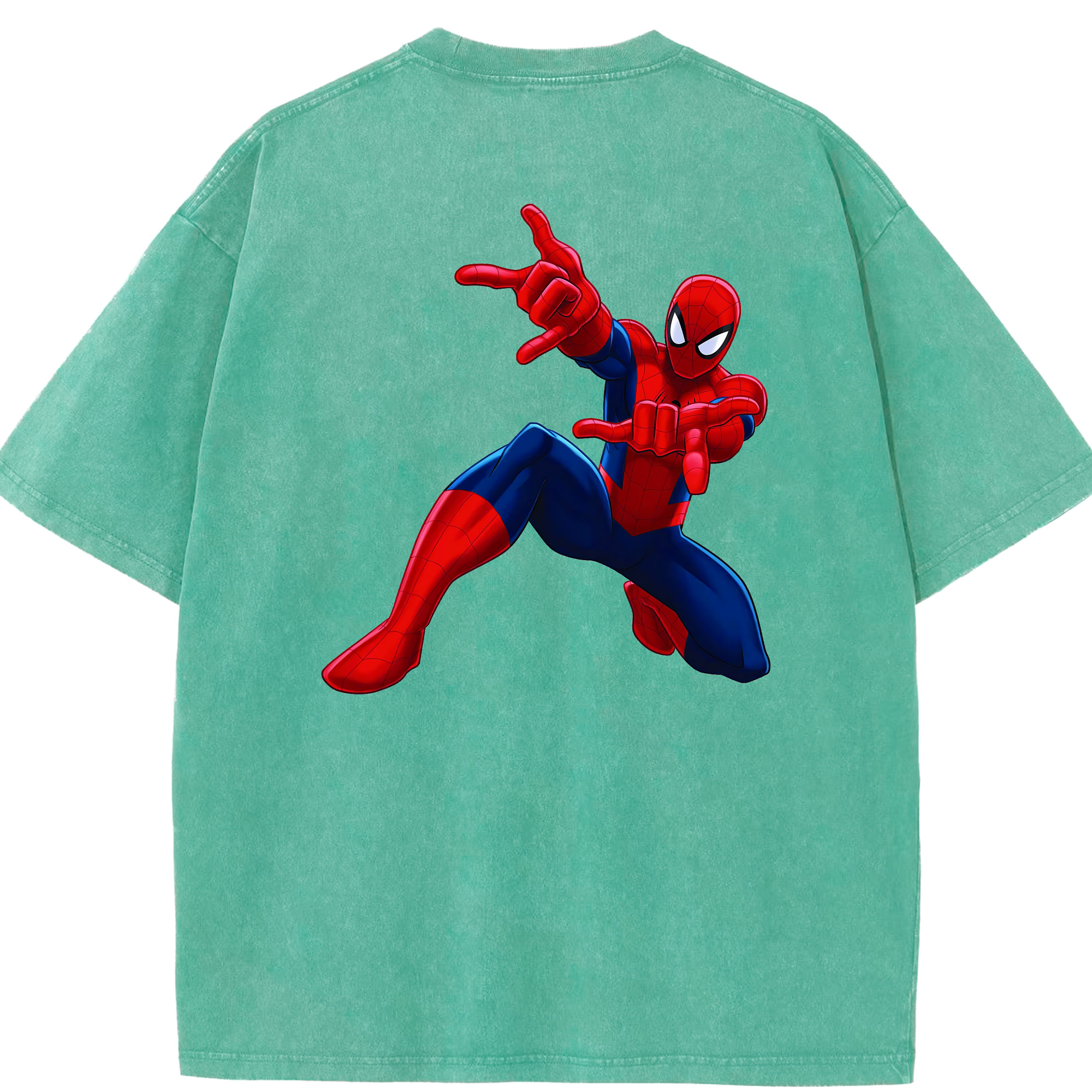 （画像用） Spider Man スパイダーマン 綿100% ヴィンテージ風 半袖Tシャツ（背面プリント）